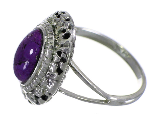 Southwestern Sterling Silver And Magenta Turquoise Ring Size 6-3/4 YX79539